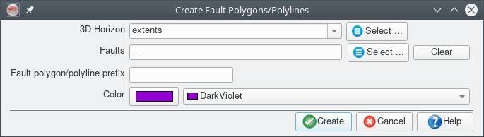 Fault polyline generation tool input dialog