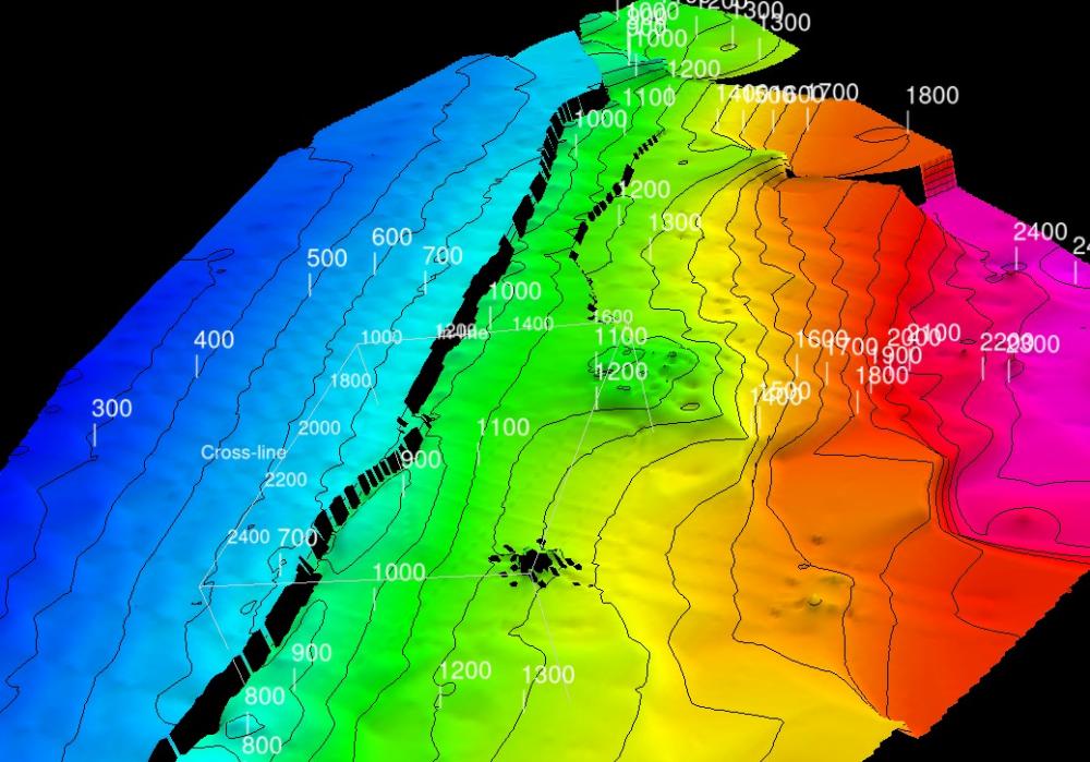 Example of IDW gridding using both distance and point count limits