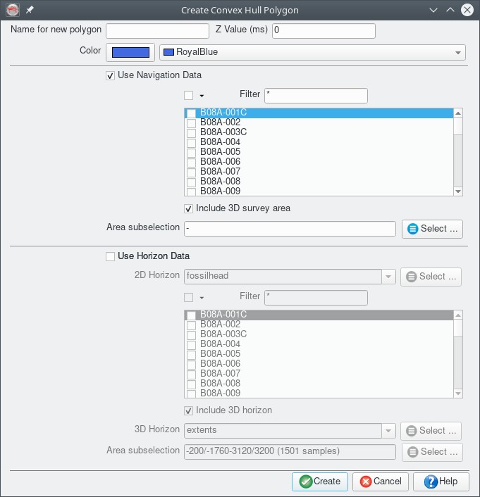 Convex Hull tool input dialog