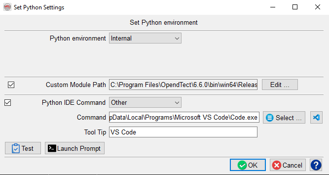 OpendTect Python Settings Dialog