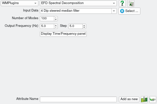 EFD Spectral Decomposition input parameter dialog